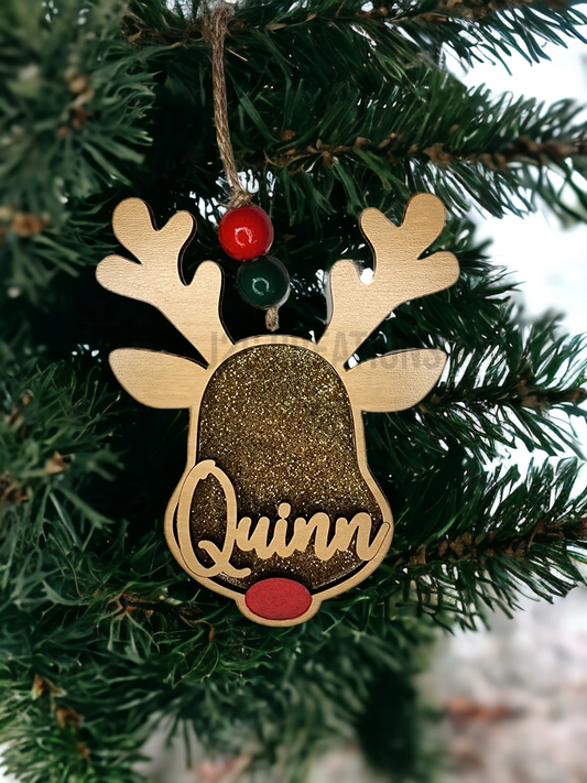 Reindeer Shaker Christmas Ornament - Personalized