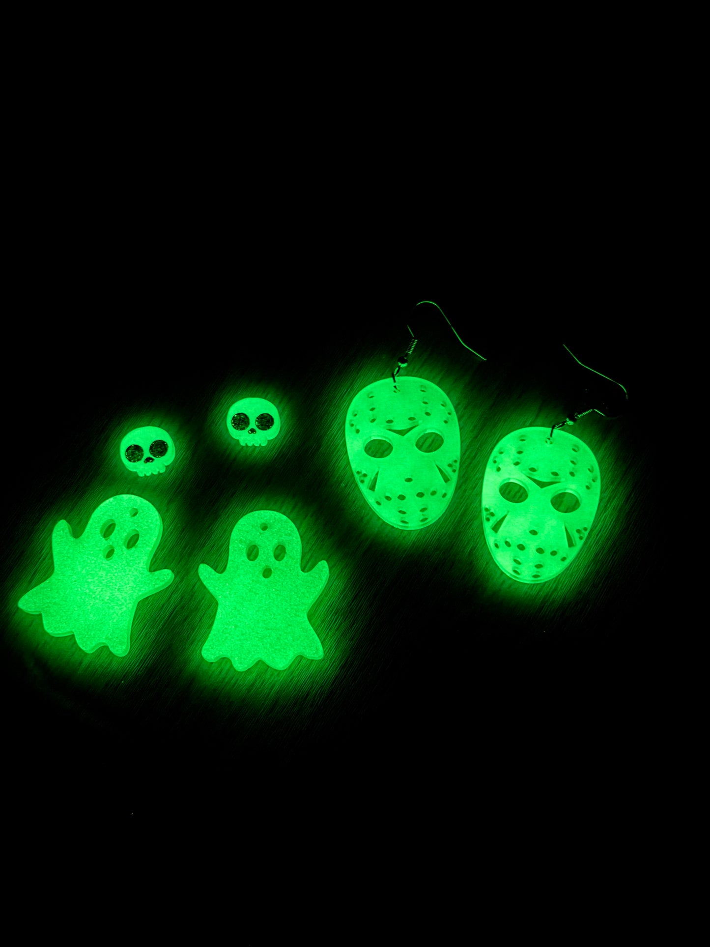 Glow in the dark earrings - skulls, ghosts, and hockey mask